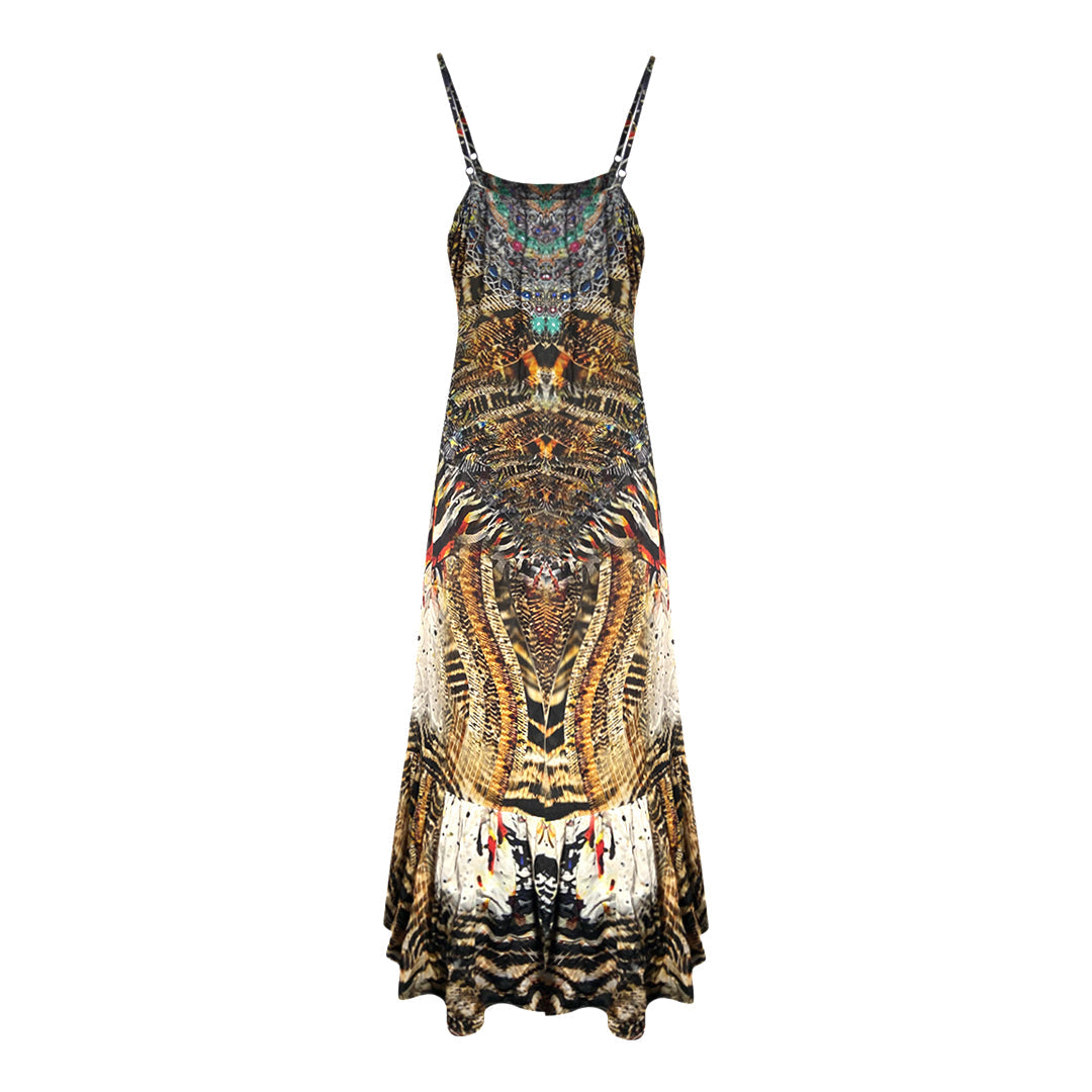 Inoa Fashion Golden Eagle 120214 Frill Strap Maxi Dress Womens