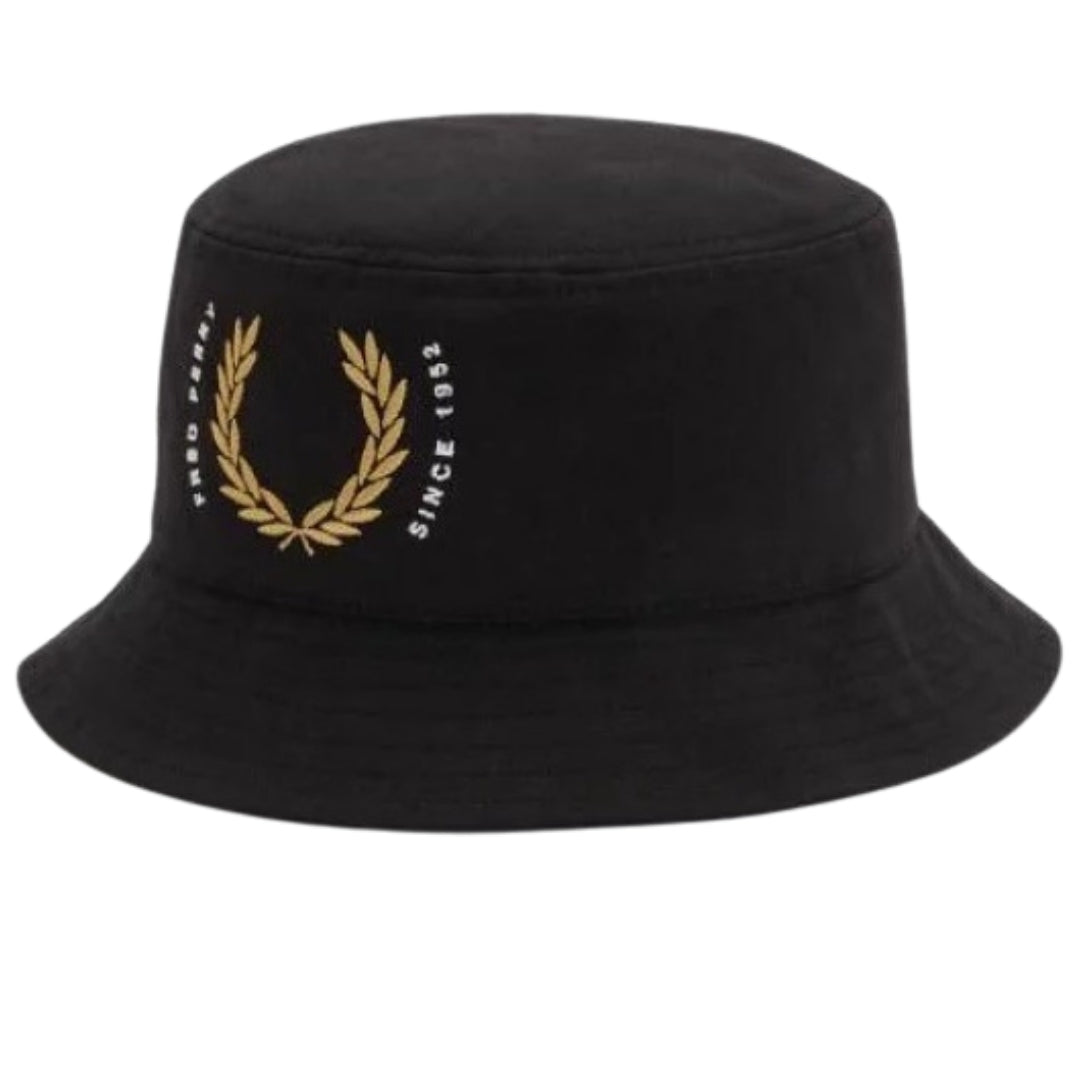 Fred Perry Laurel Wreath Canvas Black Bucket Hat - Style Centre Wholesale