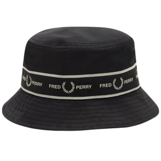 Fred Perry Graphic Tape Black Bucket Hat - Style Centre Wholesale