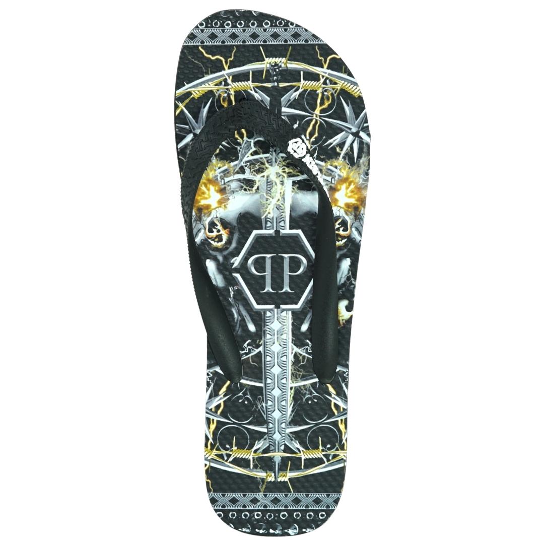 Philipp Plein Mens IMPS901 99 Flip Flops Black