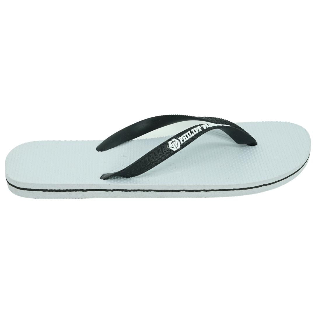 Philipp Plein Mens IMPS904 01B Flip Flops White