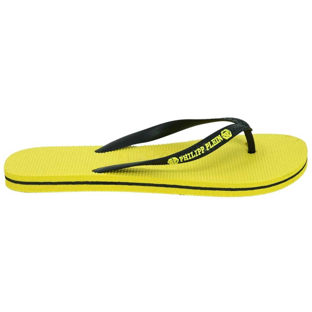 Philipp Plein Mens IMPS904 24B Flip Flops Yellow