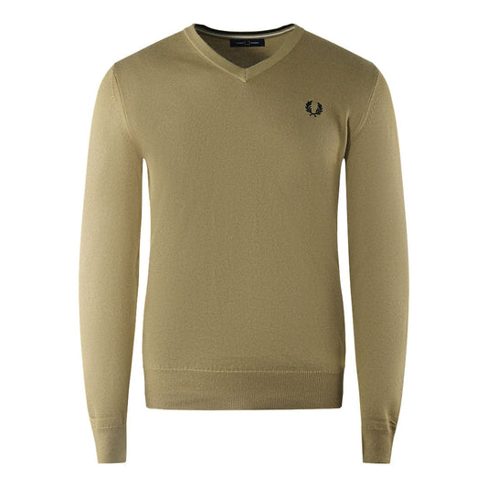 Fred Perry Warm Stone Beige V Neck Jumper - Style Centre Wholesale