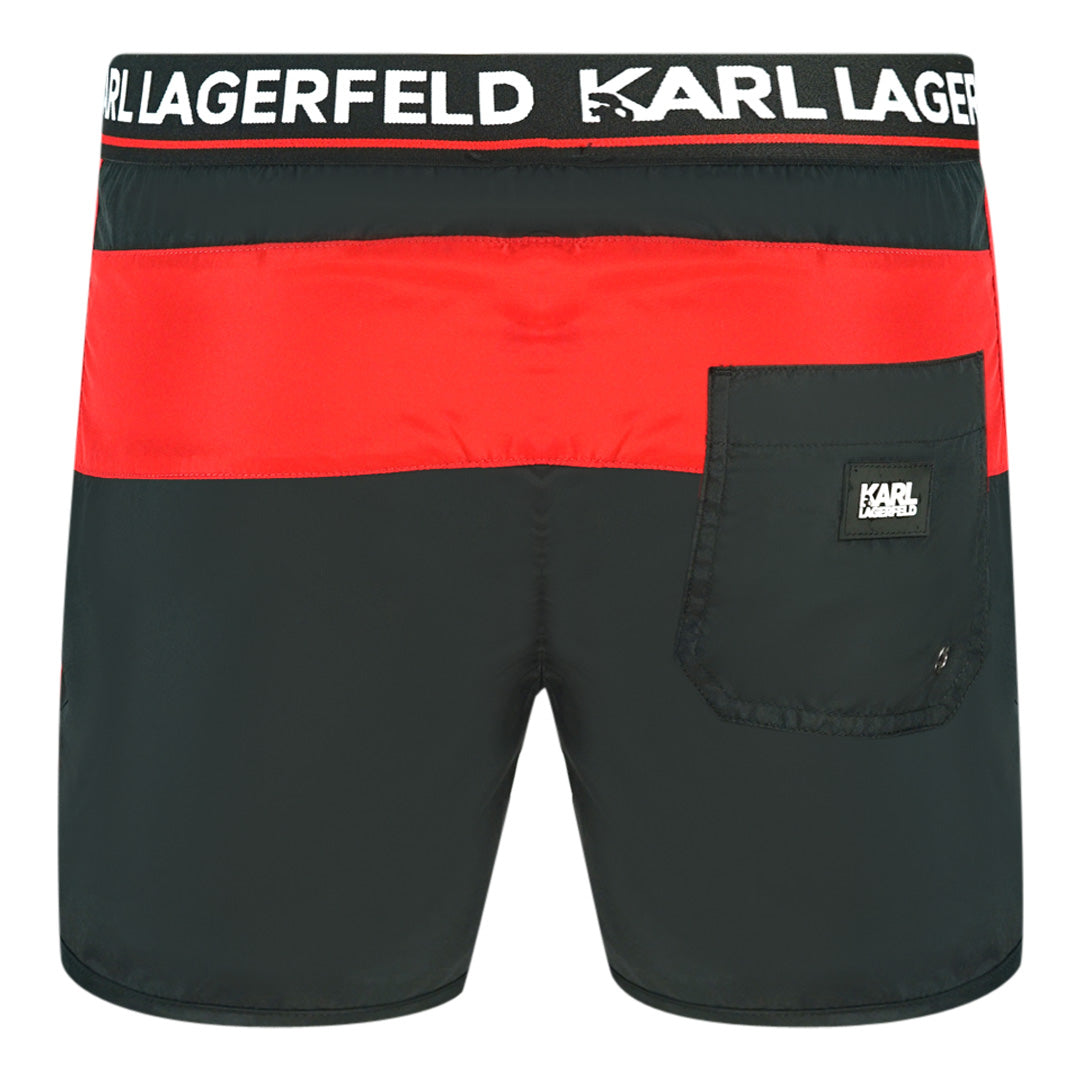 Karl Lagerfeld Taped Logo Black Swim Shorts