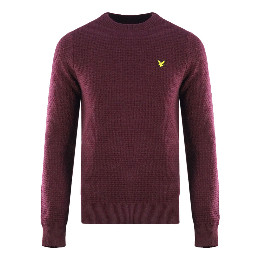 Lyle Scott Basket Weave Knitted Burgundy Sweater