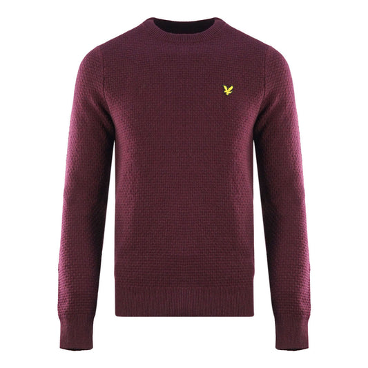 Lyle Scott Basket Weave Knitted Burgundy Sweater