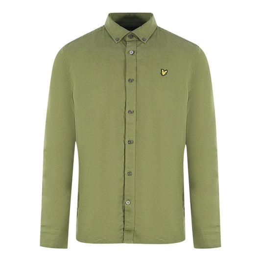 Lyle Scott Green Long Sleeved Cotton Linen Shirt