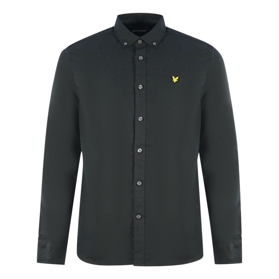 Lyle Scott Black Long Sleeved Cotton Linen Shirt