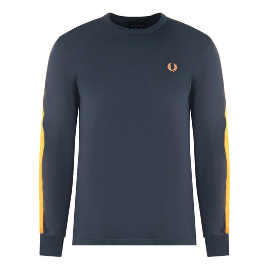 Fred Perry Botanical Dye Long Sleeve Navy Blue T Shirt