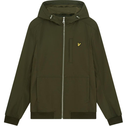 Lyle Scott Branded Logo Olive Hooded Softshell Jacket