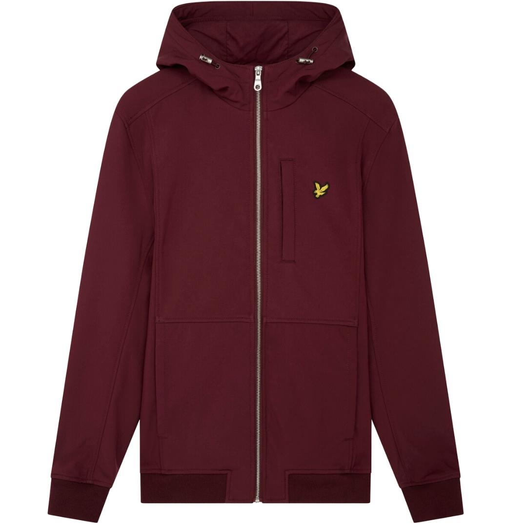 Lyle Scott Branded Logo Burgundy Hooded Softshell Jacket