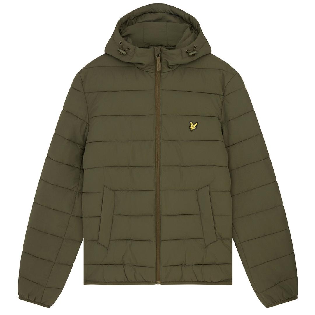 Lyle Scott Branded Olive Hooded Puffer Jacket
