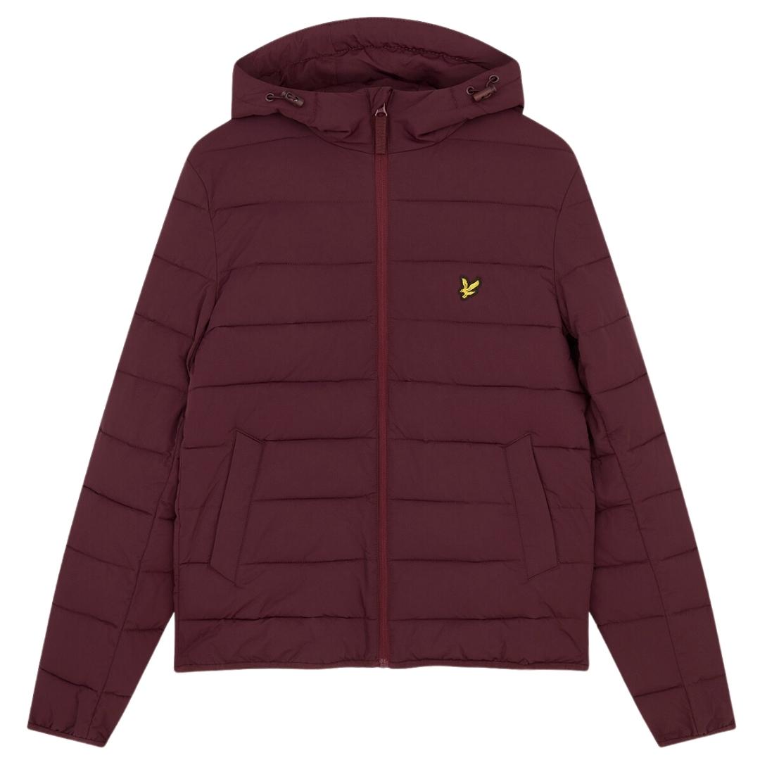 Lyle Scott Branded Burgundy Hooded Puffer Jacket