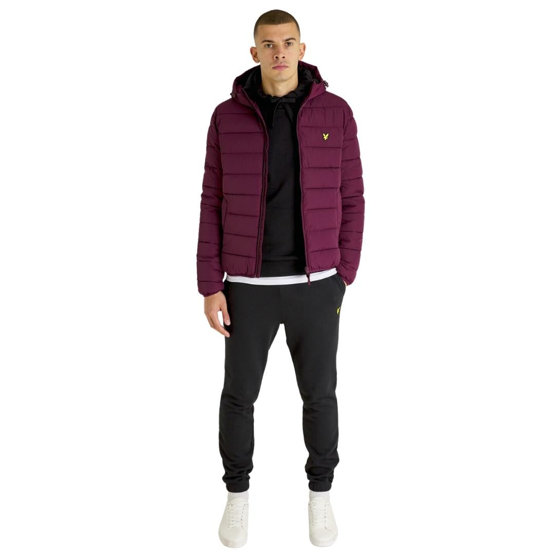 Lyle Scott Branded Burgundy Hooded Puffer Jacket