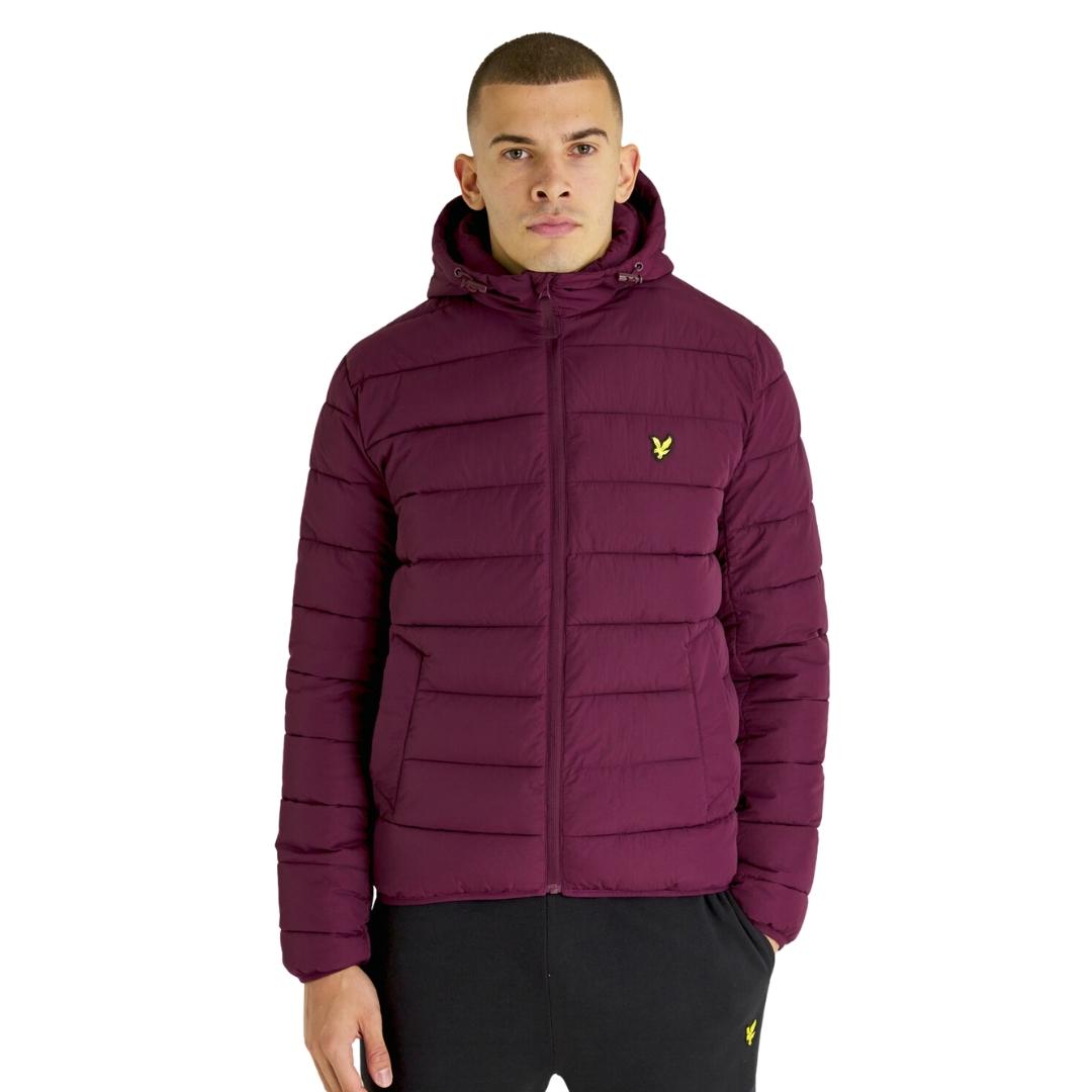 Lyle Scott Branded Burgundy Hooded Puffer Jacket