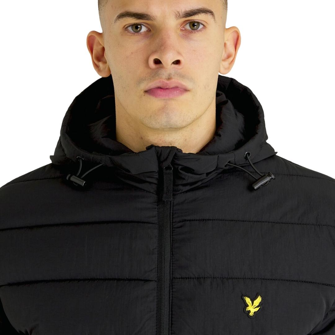 Lyle Scott Branded Black Hooded Puffer Jacket
