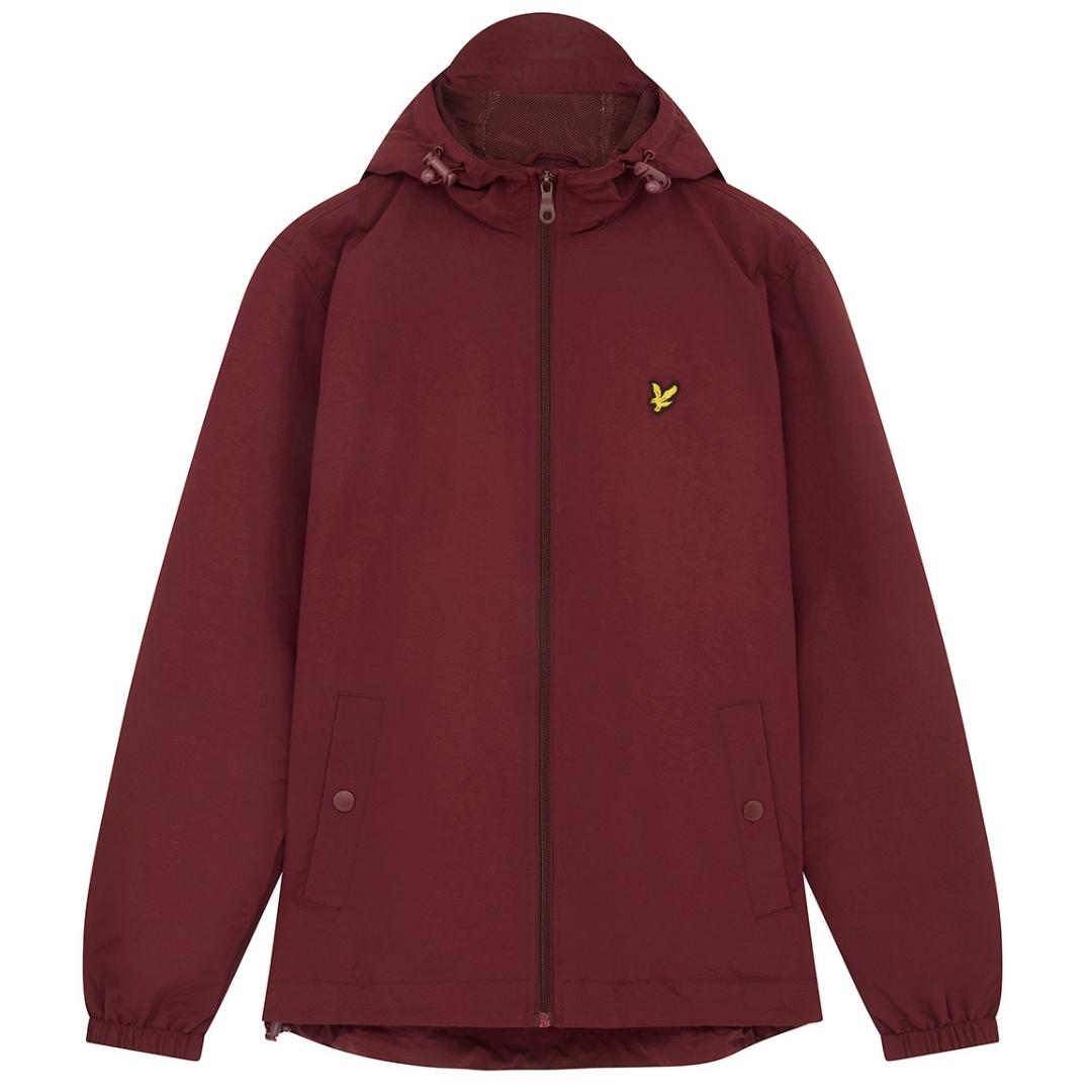 Lyle Scott Branded Burgundy Hooded Short Lightweight Jacket