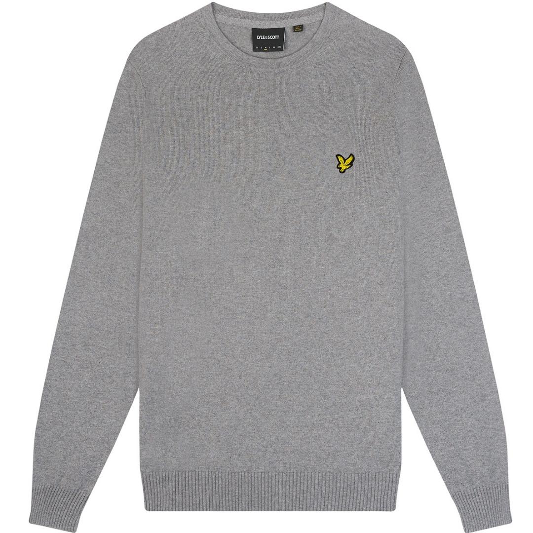 Lyle Scott Cotton Merino Mid Grey Marl Pull Over Jumper - Style Centre Wholesale
