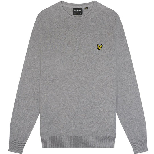 Lyle Scott Cotton Merino Mid Grey Marl Pull Over Jumper - Style Centre Wholesale