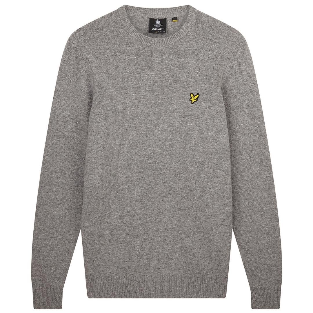 Lyle Scott Crew Neck Lambswool Mid Grey Marl Blend Jumper