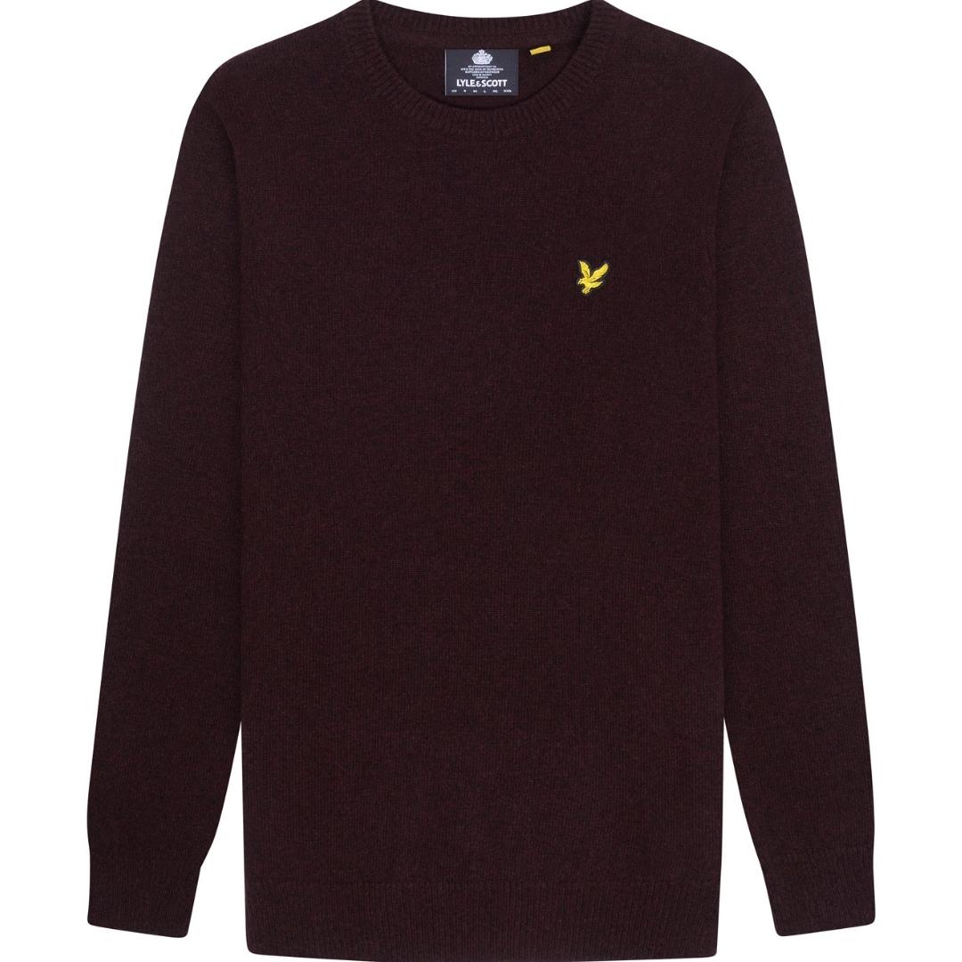Lyle Scott Crew Neck Lambswool Burgundy Marl Blend Jumper