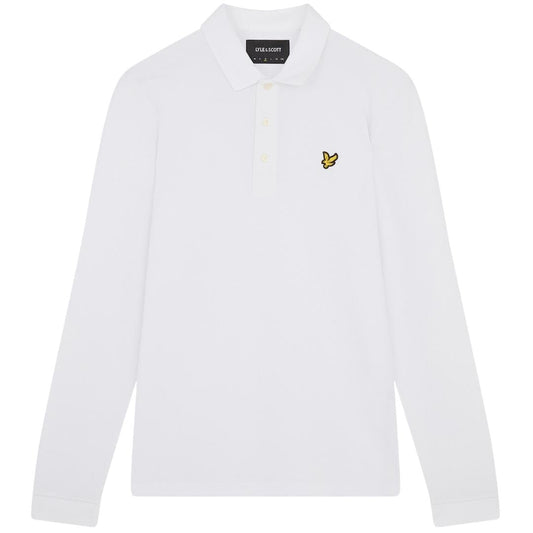 Lyle Scott Branded Chest Logo White Long Sleeve Polo Shirt