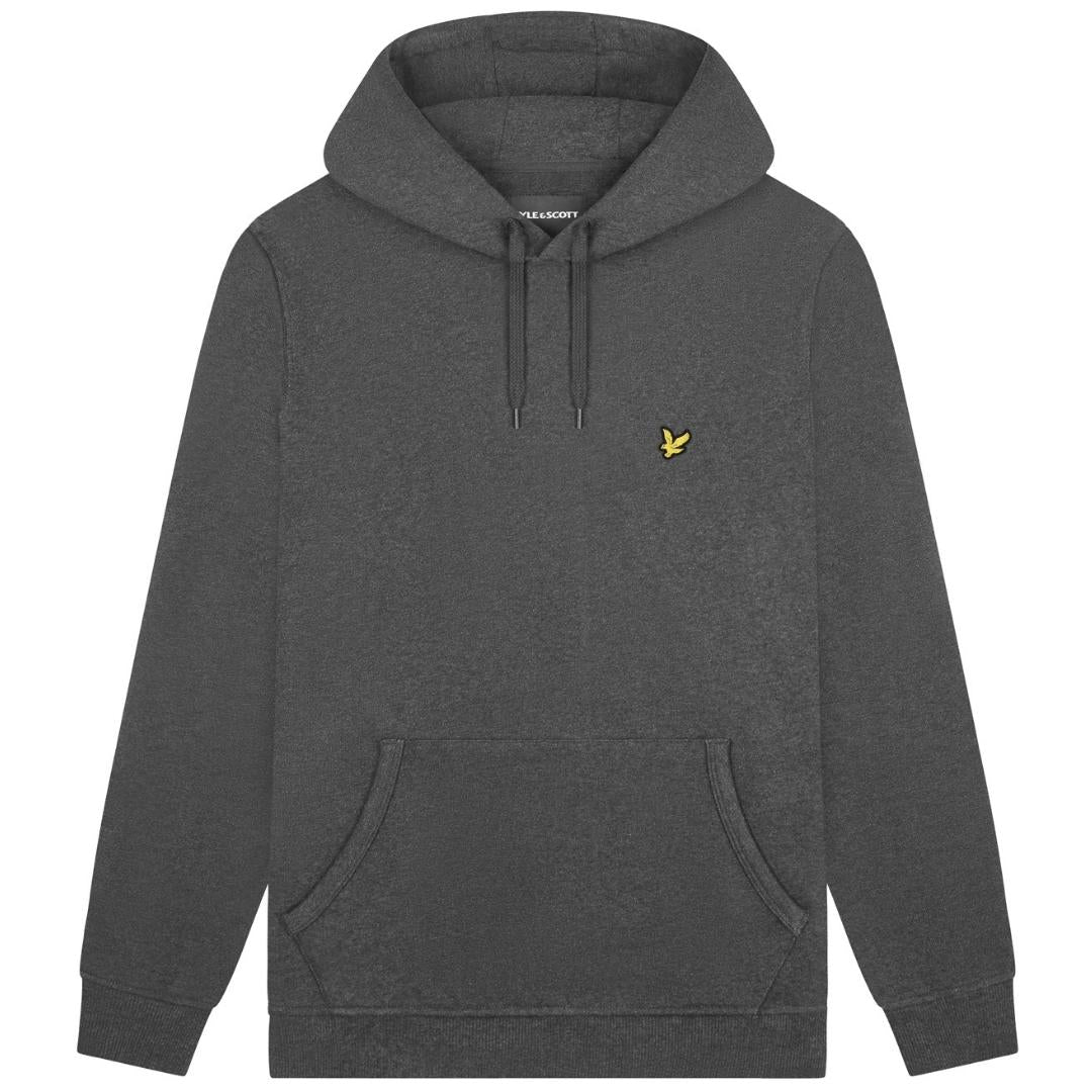 Lyle Scott Branded Charcoal Marl Pull Over Hoodie