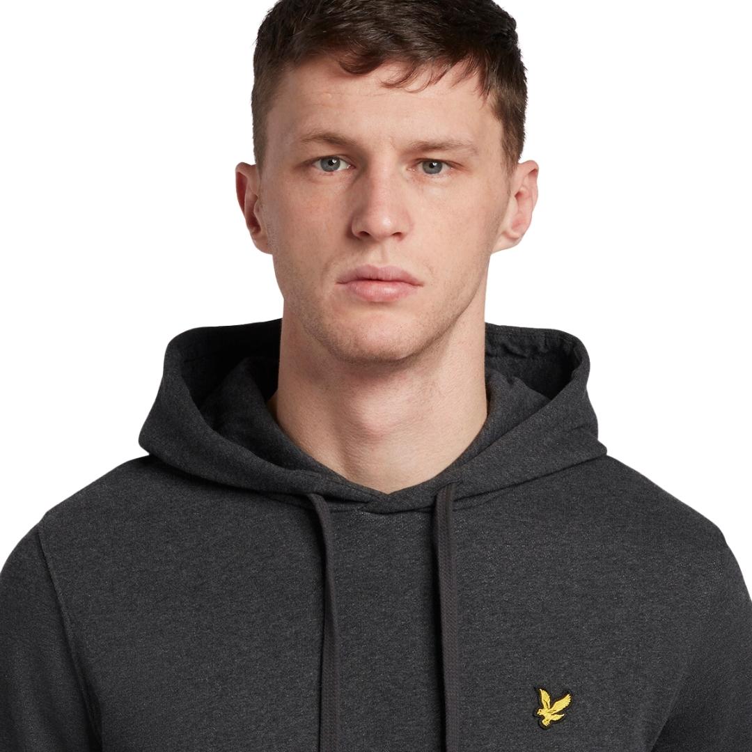 Lyle Scott Branded Charcoal Marl Pull Over Hoodie