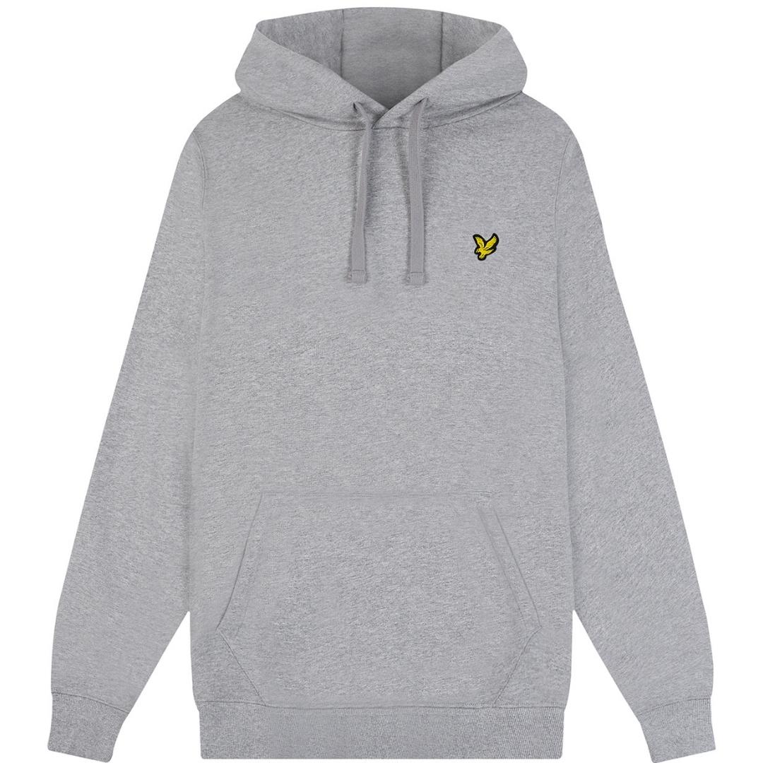 Lyle Scott Branded Mid Grey Marl Pull Over Hoodie