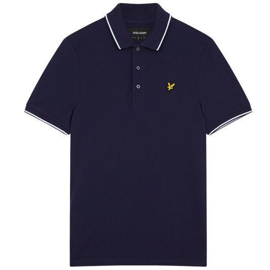 Lyle Scott Tipped Collar Dark Blue Polo Shirt