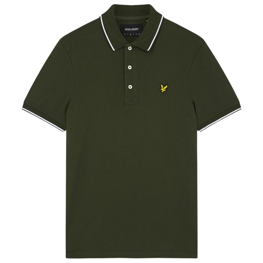 Lyle Scott Tipped Olive Polo Shirt