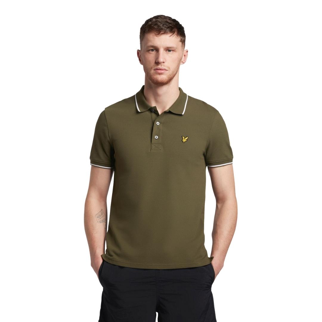 Lyle Scott Tipped Olive Polo Shirt