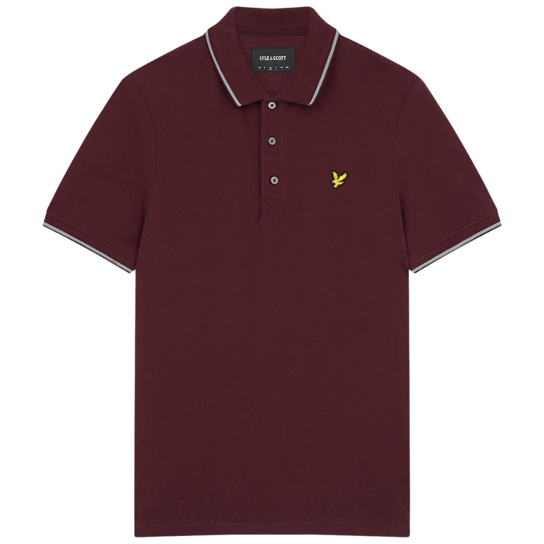 Lyle & Scott Tipped Collar Burgundy Polo Shirt