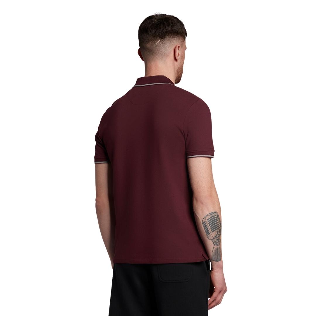 Lyle & Scott Tipped Collar Burgundy Polo Shirt