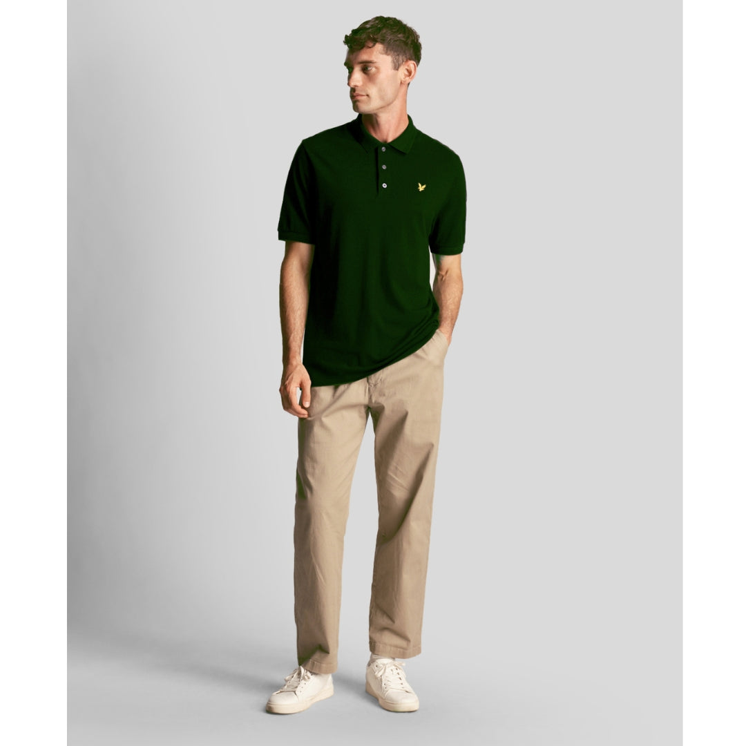 Lyle & Scott Textured Tipped Wilton Green Polo Shirt