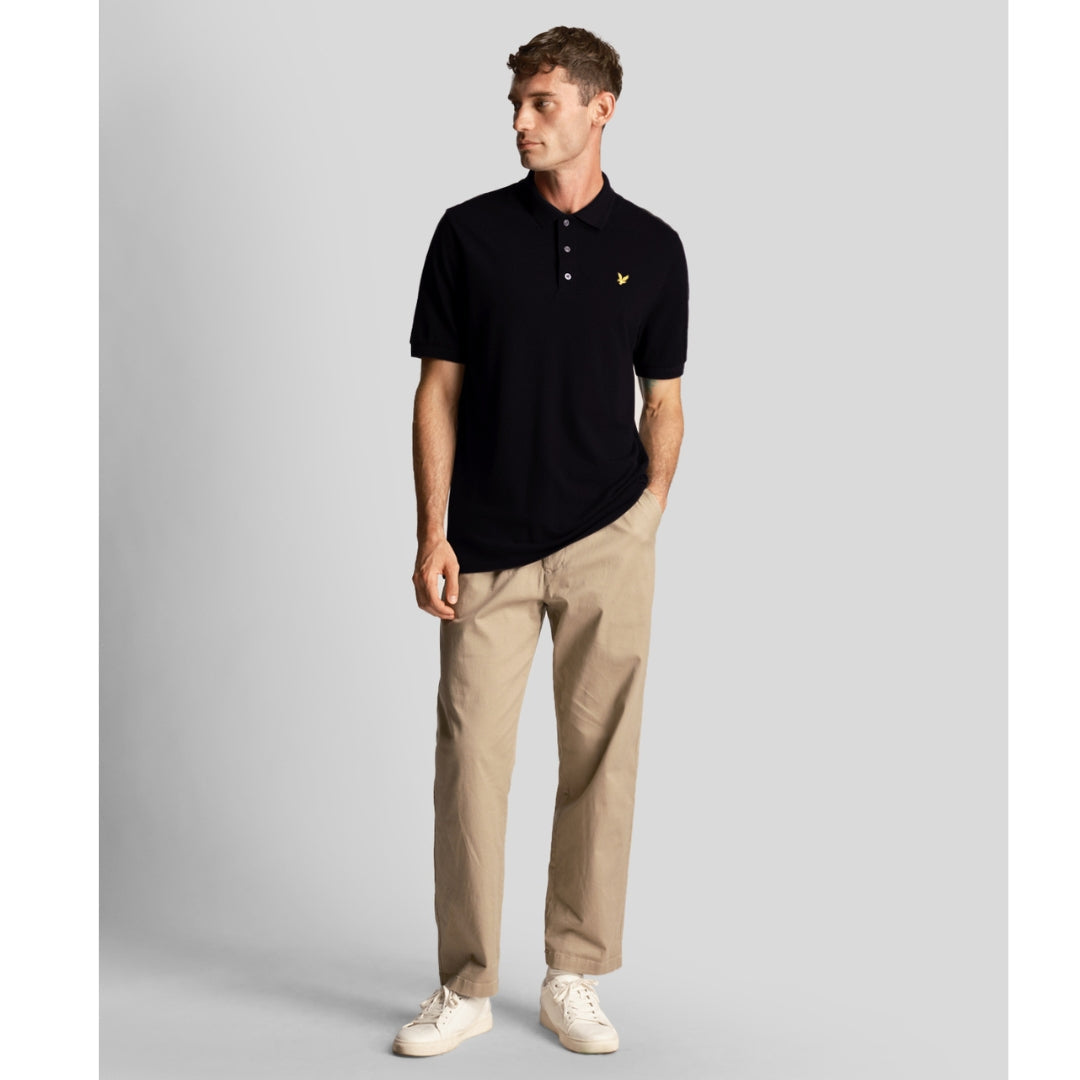 Lyle Scott Textured Tipped Black Polo Shirt