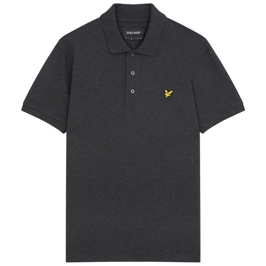 Lyle Scott Branded Chest Logo Charcoal Marl Polo Shirt