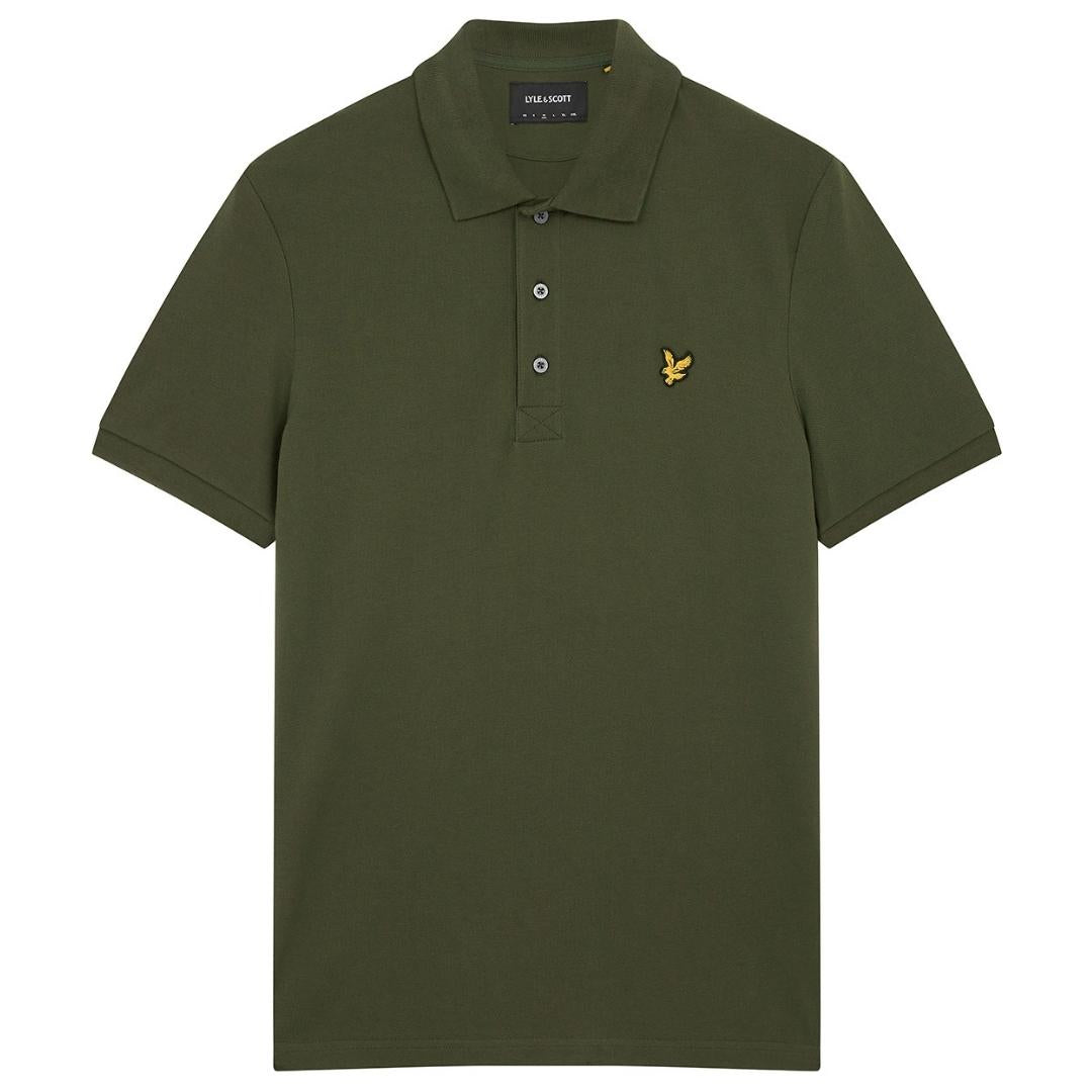 Lyle Scott Branded Chest Logo Olive Polo Shirt