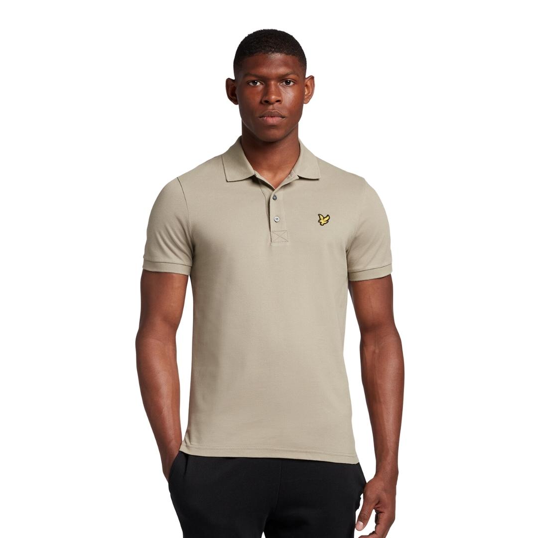 Lyle Scott Branded Chest Logo Khaki Smoke Polo Shirt