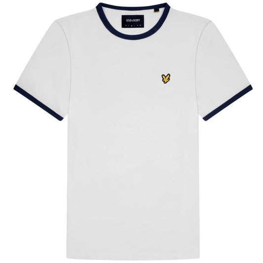 Lyle Scott Branded White Ringer T Shirt