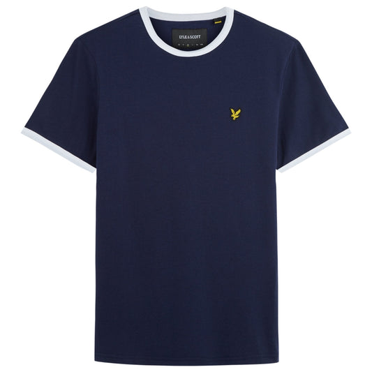 Lyle Scott Branded Navy Ringer T Shirt