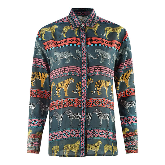 Inoa Masari Mara 1202110 Grey Long Sleeve Blouse Silk Shirt