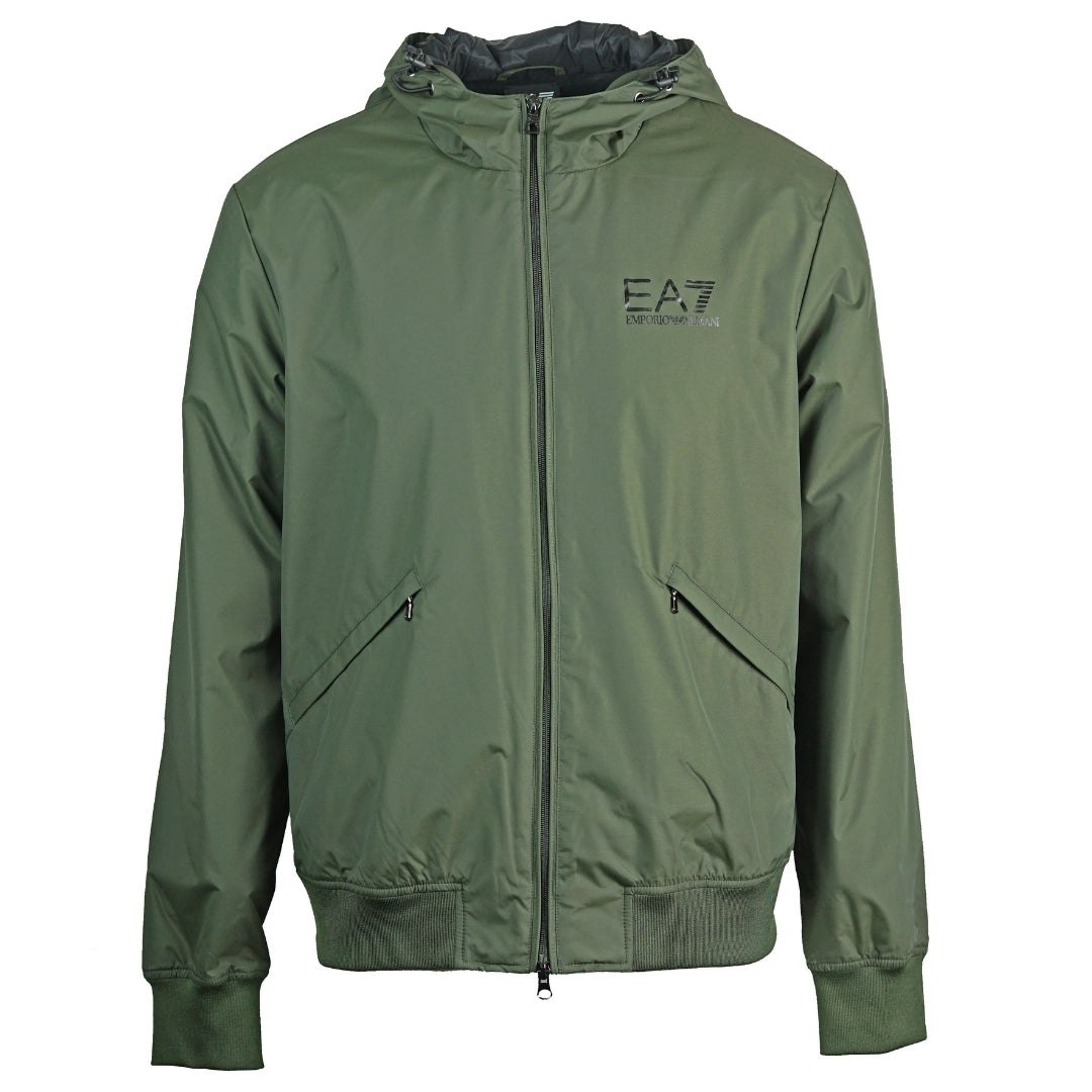 Ea7 Green Hooded Bomber Jacket