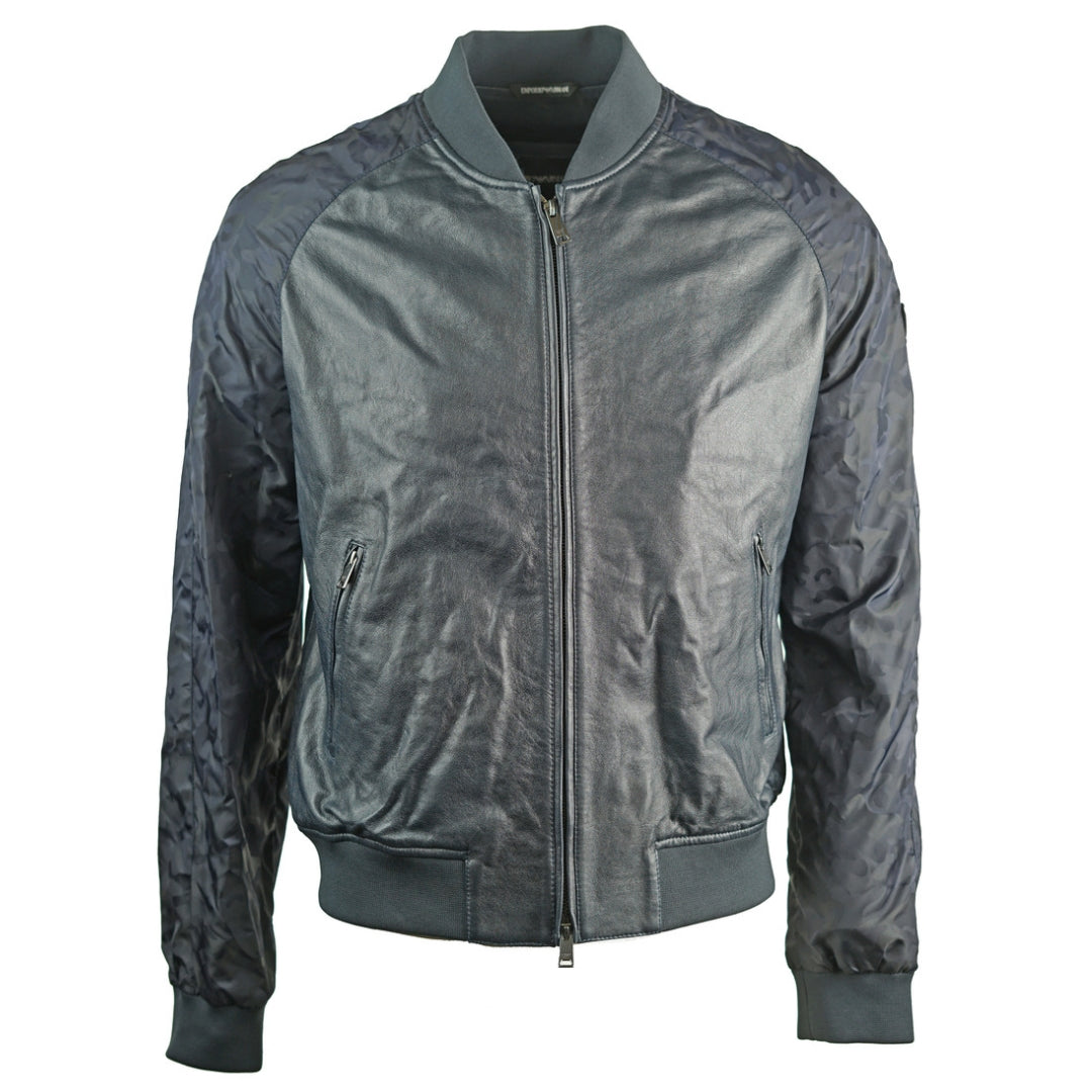 Emporio Armani Camo Arms Leather Jacket W1B54PW1P580011