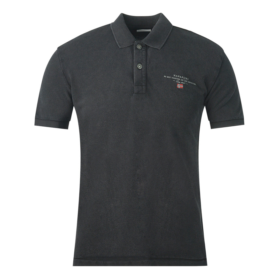 Napapijri Elbas 4 Logo Black Polo Shirt - Nova Clothing
