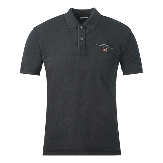 Napapijri Elbas 4 Logo Black Polo Shirt - Nova Clothing
