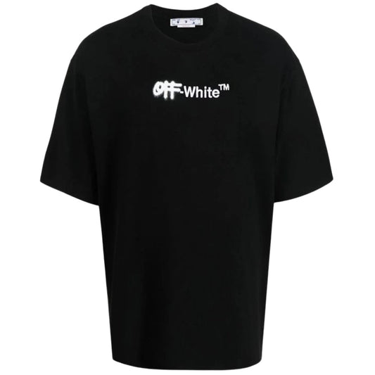 Off White Spray Helvetica Logo Oversized Fit Black T Shirt