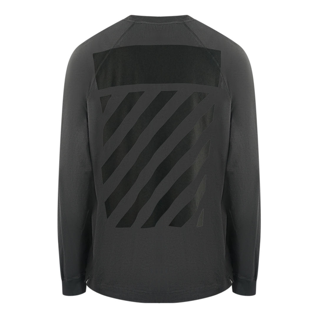 Off White Skate Fit Diag Outline Grey Long Sleeve T Shirt 1