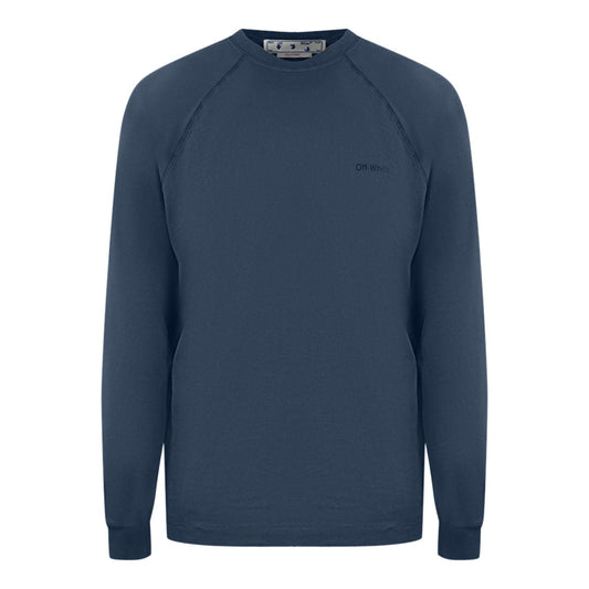 Off White Diag Line Back Logo Navy Blue Sweatshirt OMBA056S22FLE0024646