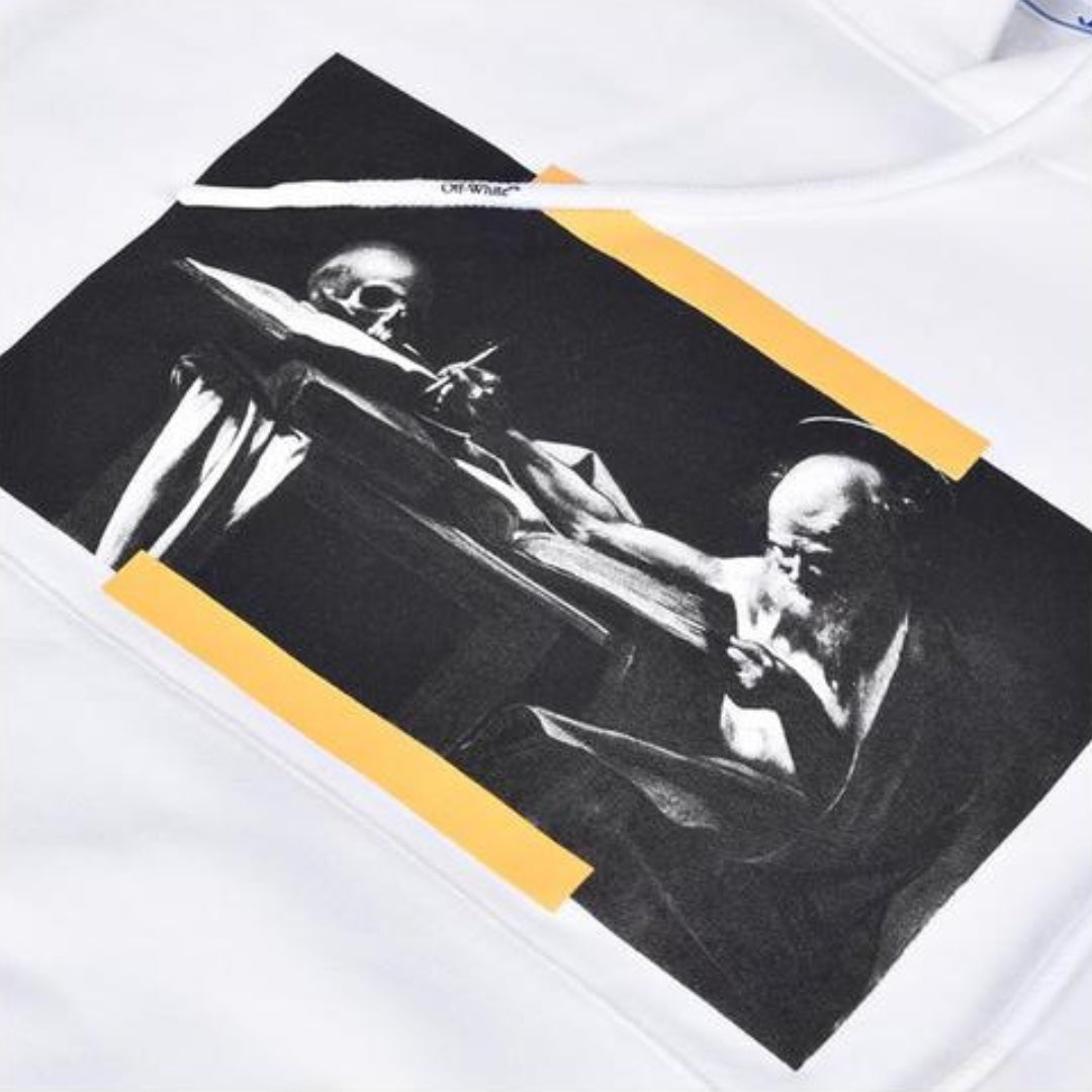 Off White Carav Painting Over White Hoodie